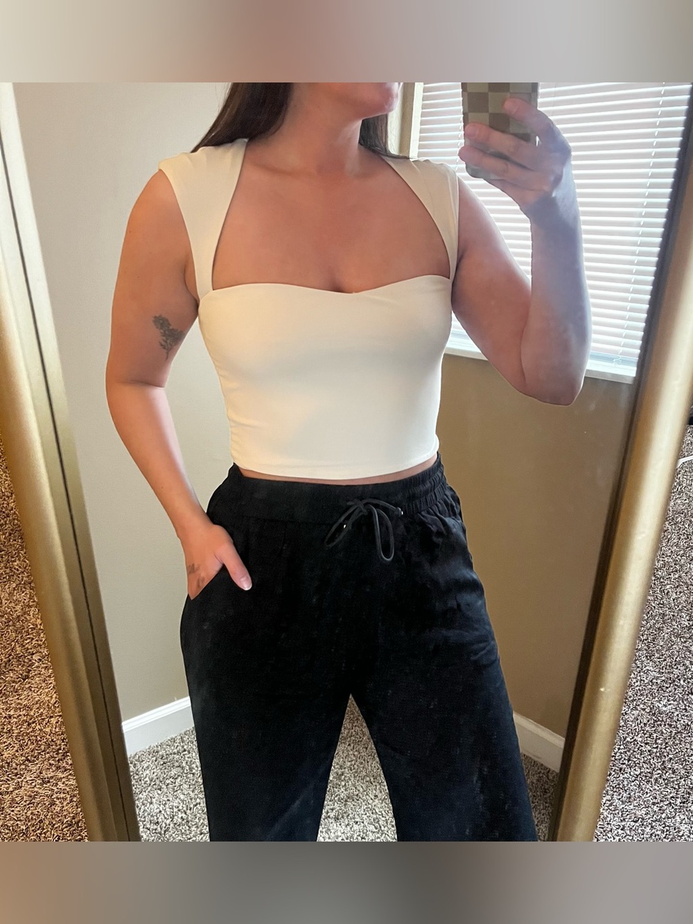 SHEIN Square-Neck Crop Top